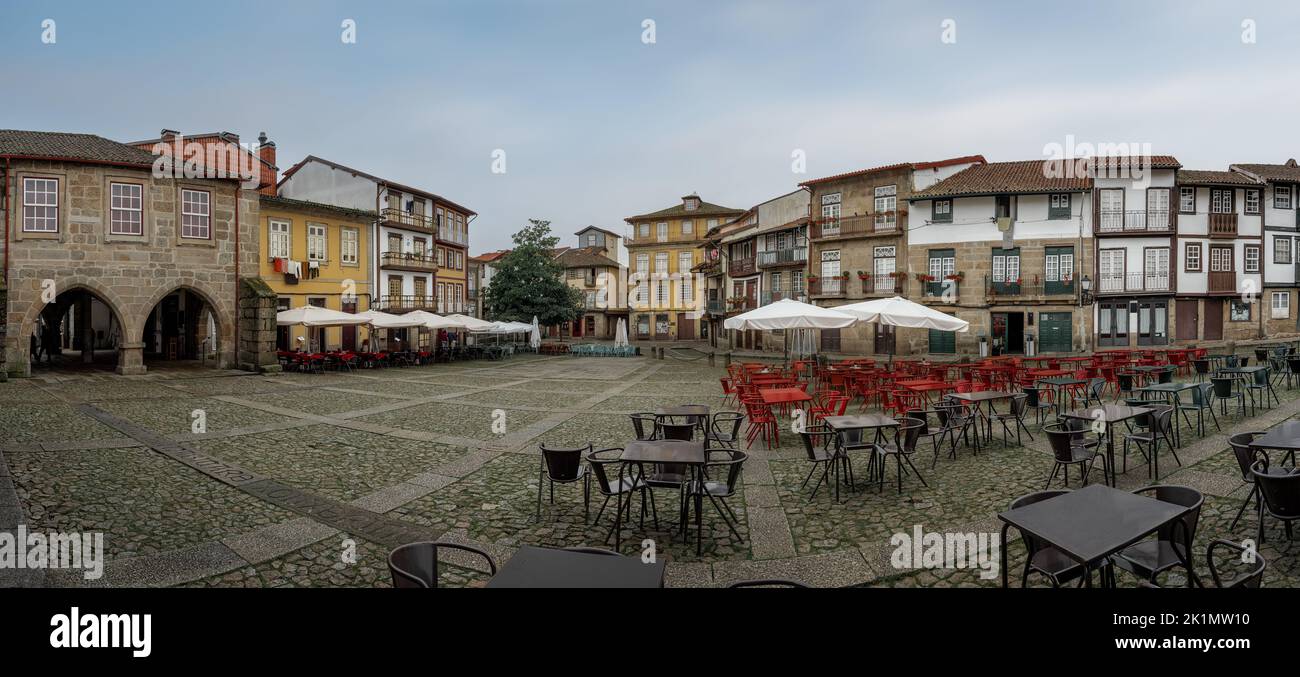 Panoramic view of Sao Tiago Square (Praca de Sao Tiago) - Guimaraes, Portugal Stock Photo