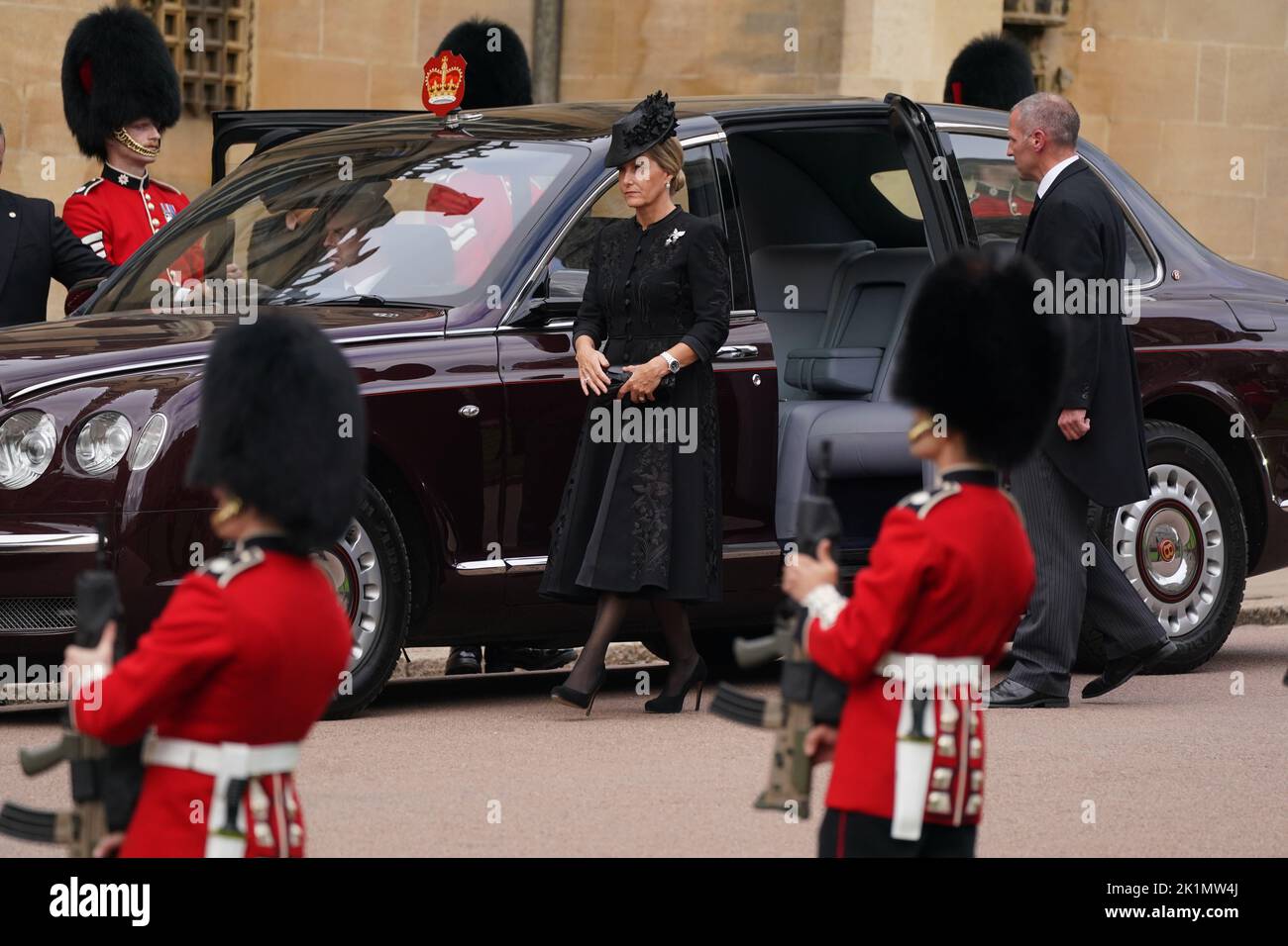 The Countess of Wessex arriving for Committal Service at St George's Chapel, Windsor Castle for Queen Elizabeth II. Picture date: Monday September 19, 2022. Stock Photo