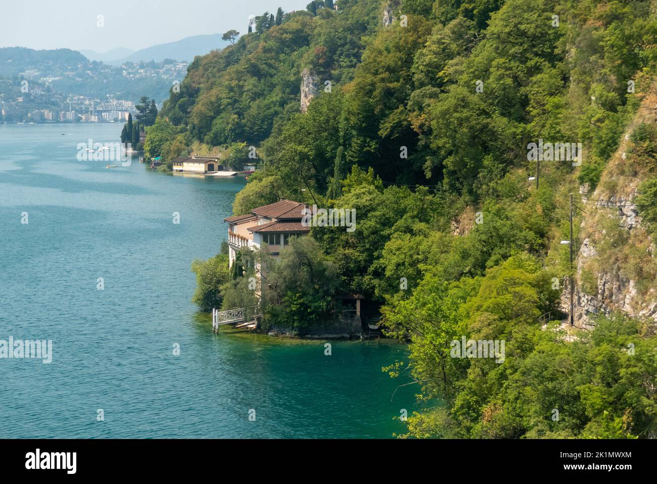 Lugano, Switzerland: walking the lakeshore path from Lugano to Gandria Stock Photo