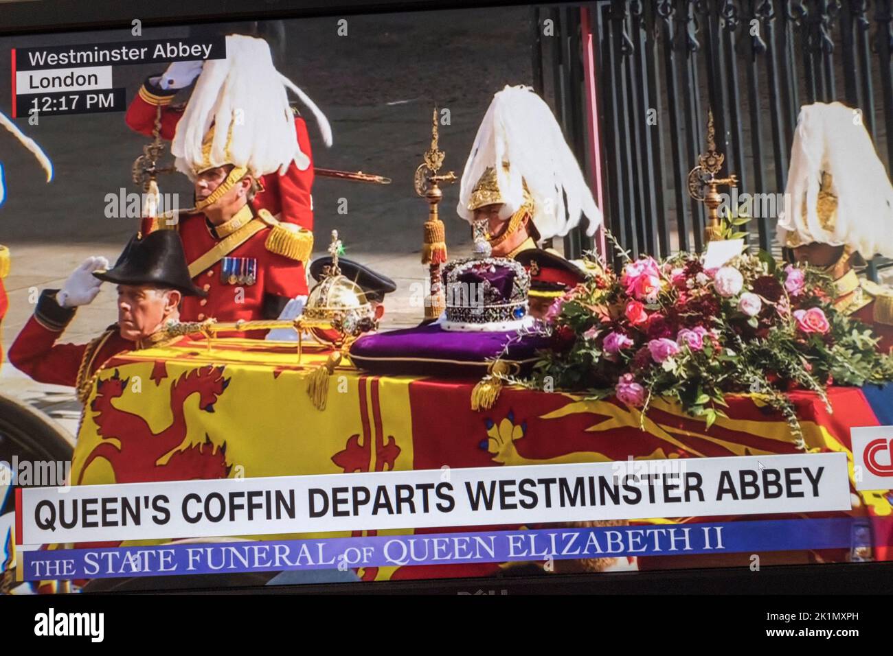 The CNN News website at the end of the funeral of Queen Elizabeth II in London on 19th September 2022. Stock Photo