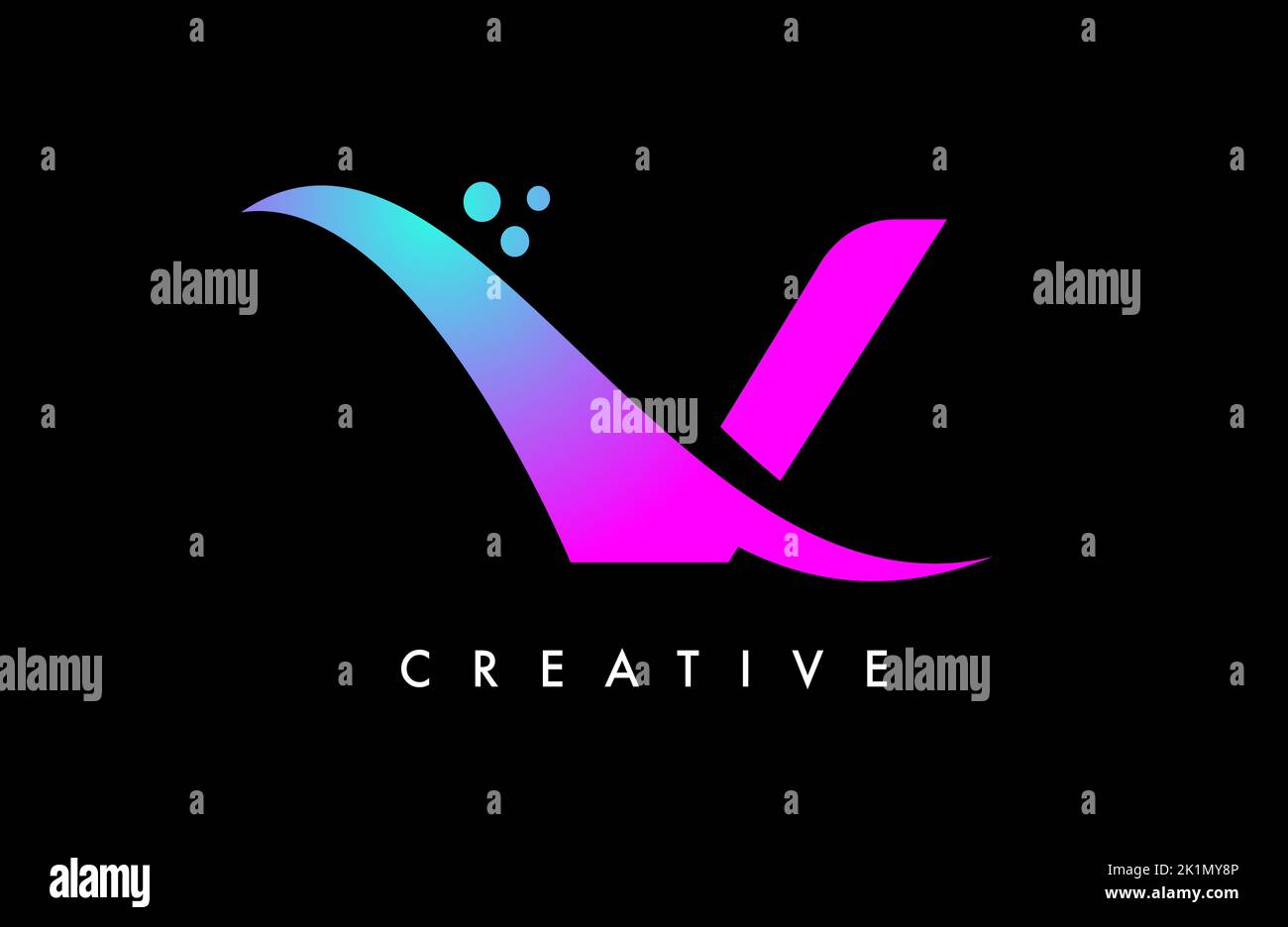 Purple Blue V Letter Logo Design with Elegant Creative Swoosh and Dots ...
