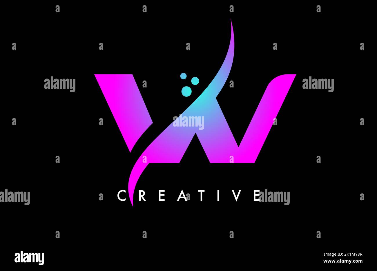 Purple Blue W Letter Logo Design with Elegant Creative Swoosh and Dots ...