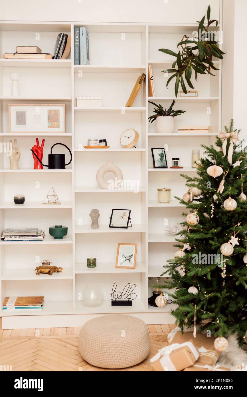New Year's interior in the living room in a bright hause Stock Photo ...