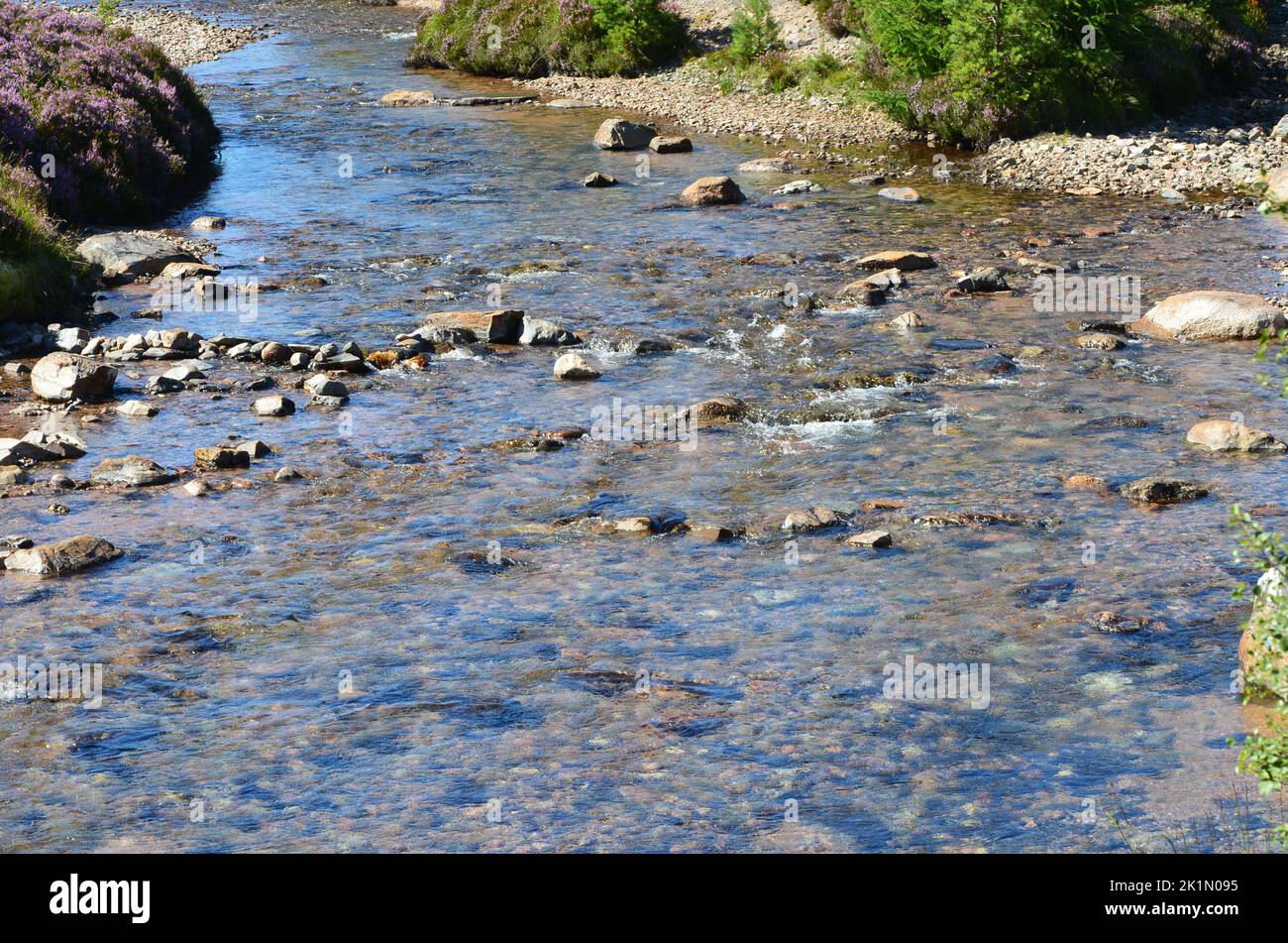 Lui Water along the Clais Fhearnaig circuit near Braemar, Cairngorms National Park, Scotland Stock Photo