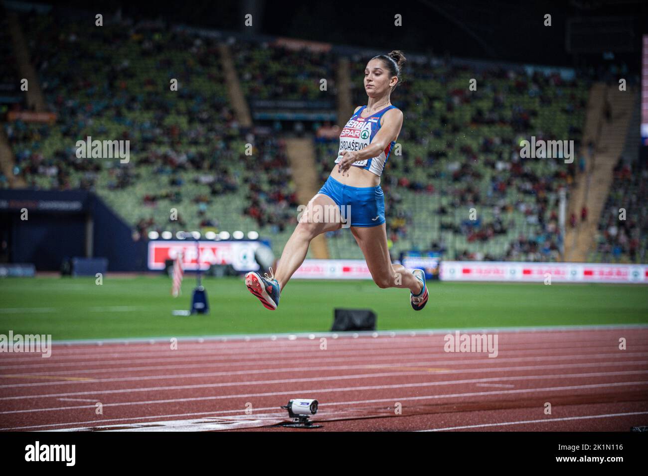 Milica Gardašević participating in the long jump of the European ...