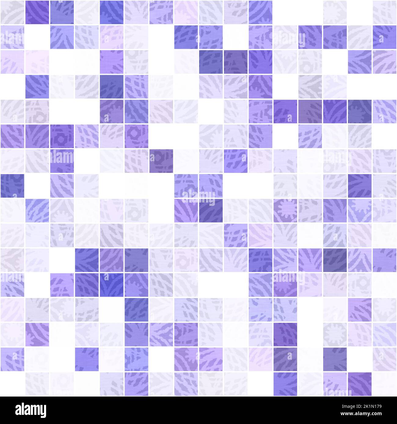 Tiny purple geometric mosaic pixel grid seamless pattern. Modern square ...