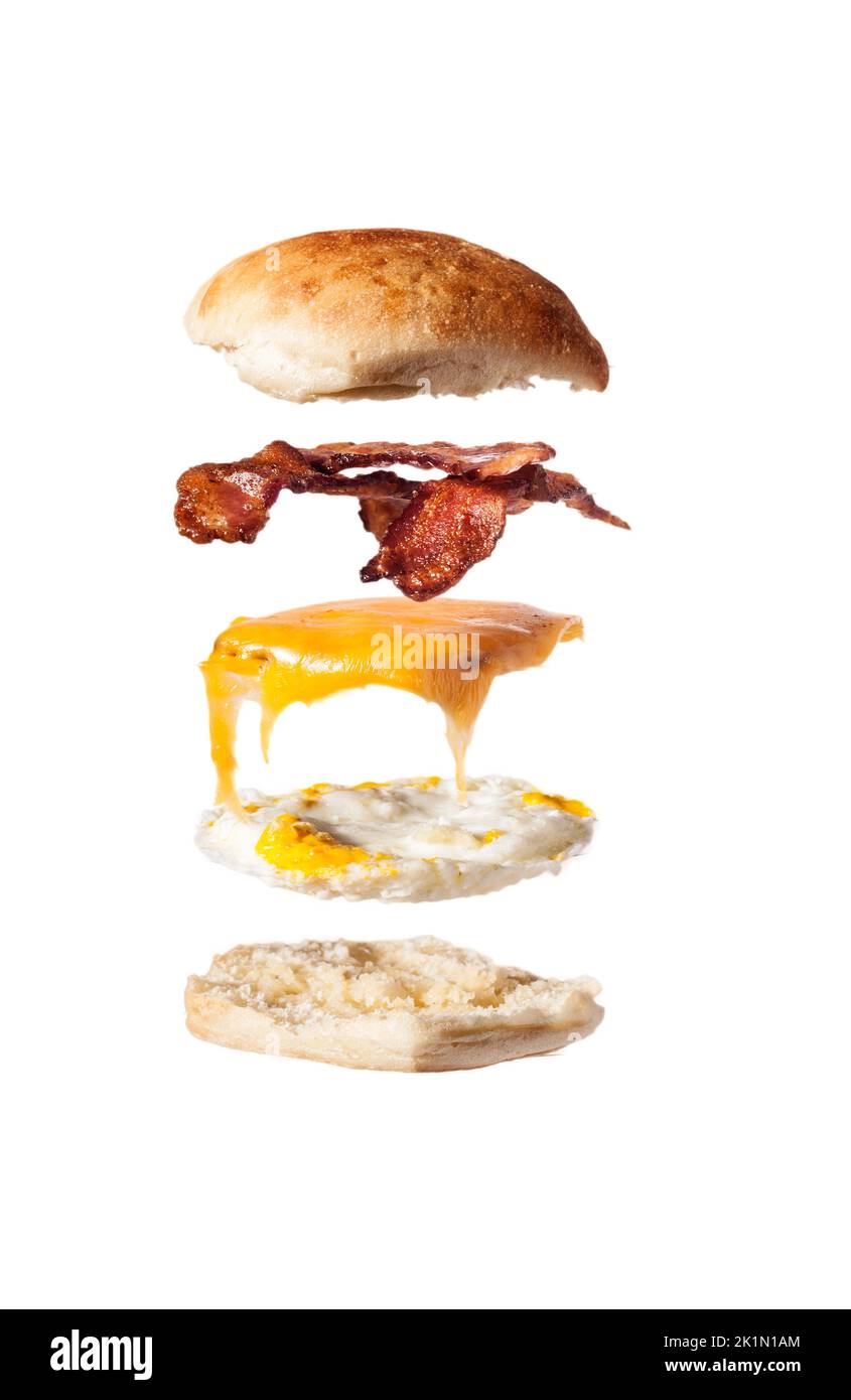 Bacon egg and cheese on ciabatta bread Stock Photo Alamy
