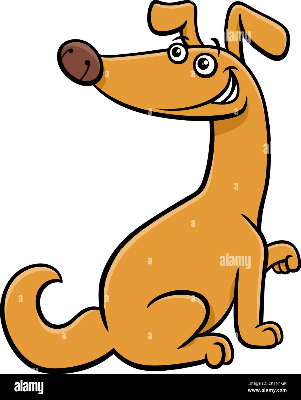 Cartoon illustration of funny yellow dog comic animal character Stock