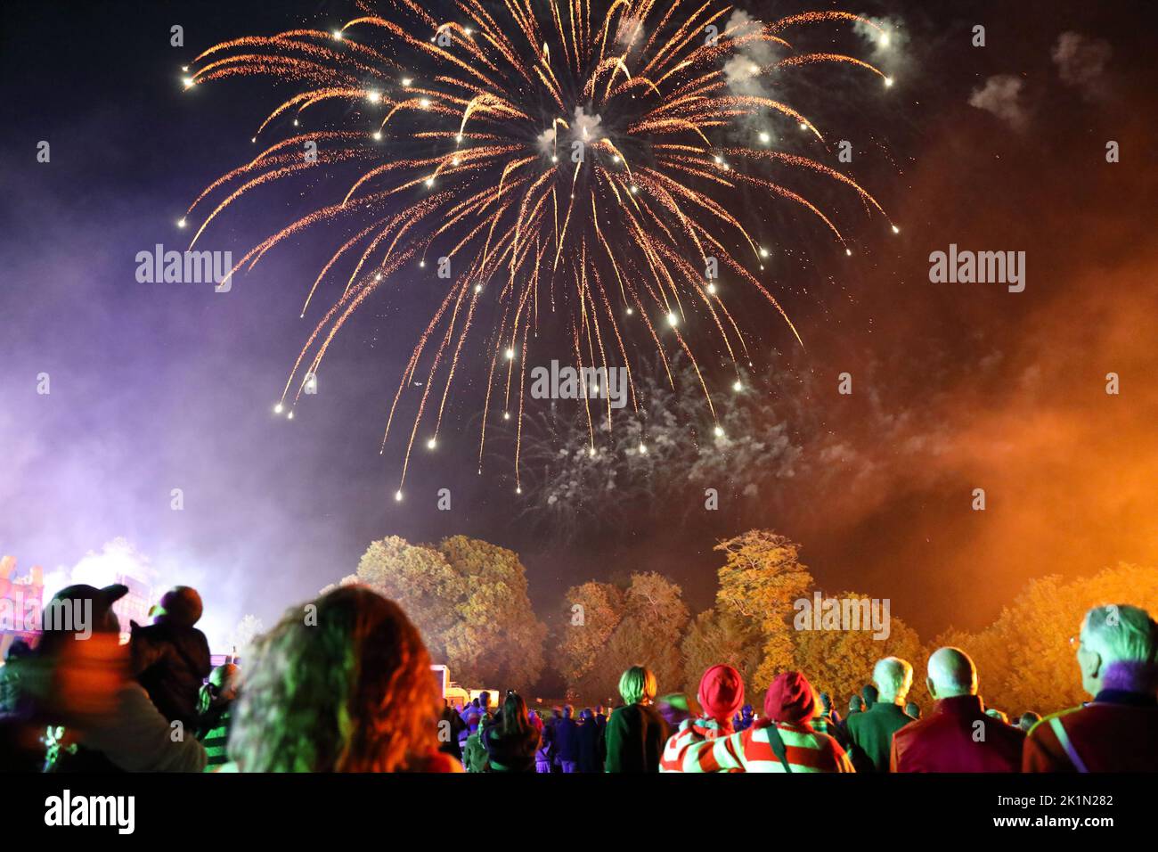 Fireworks display after the Mayfair Bonfire Society Carnival Parade