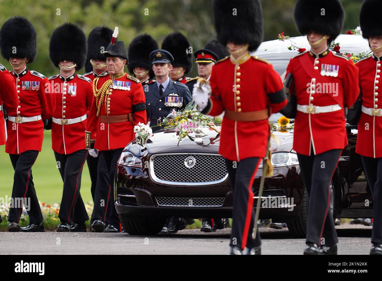 The Ceremonial Procession of the coffin of Queen Elizabeth II arrives
