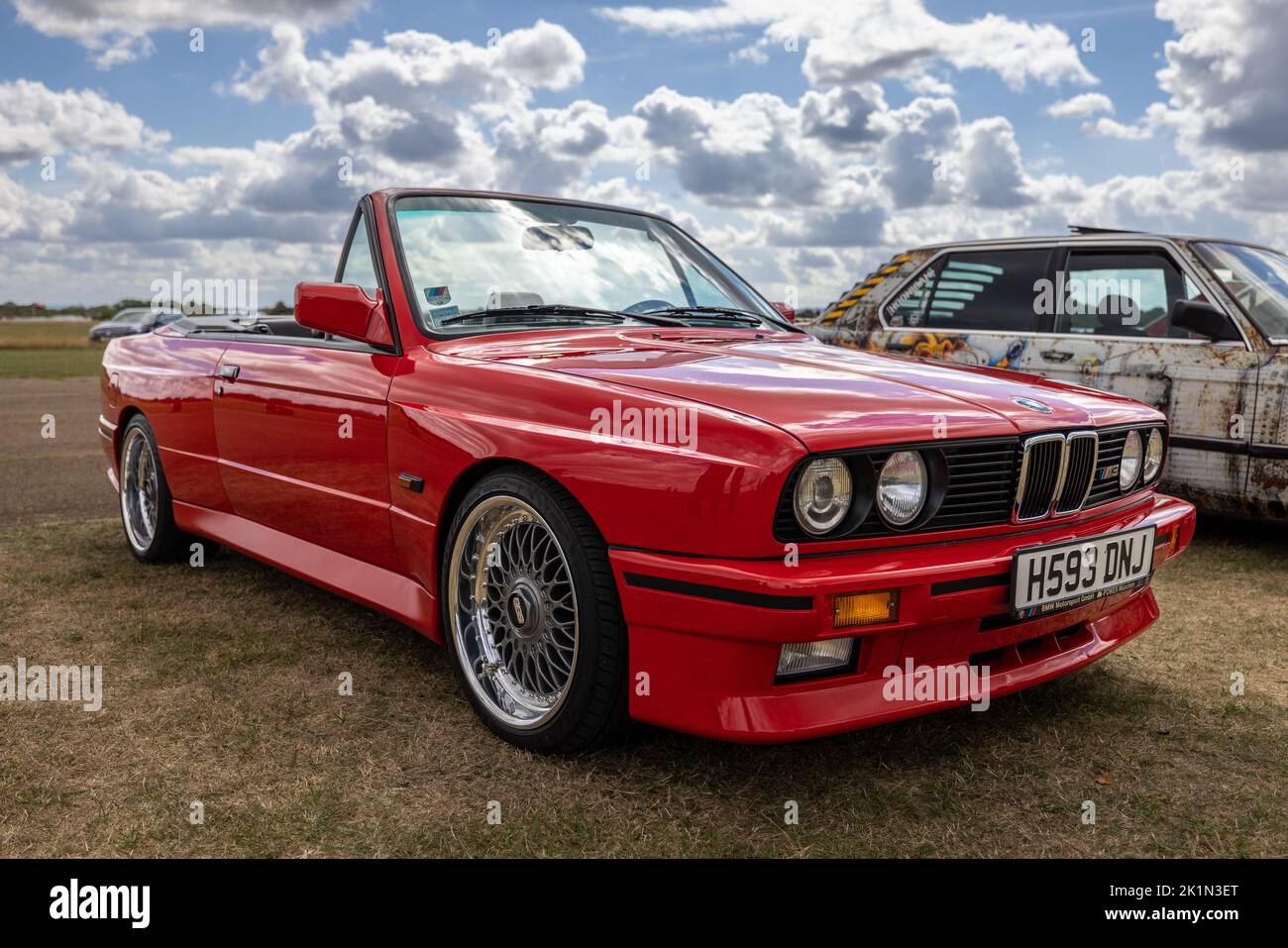 1991 BMW M3 Convertible’H593 DNJ’  on display at the Bicester Heritage Scramble celebrating 50 years of BMW M Stock Photo