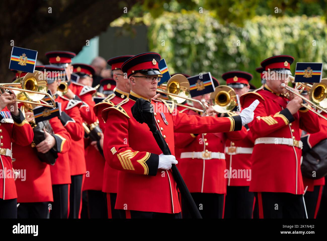 Images of the marching bands during The Queen Elizabeth II State