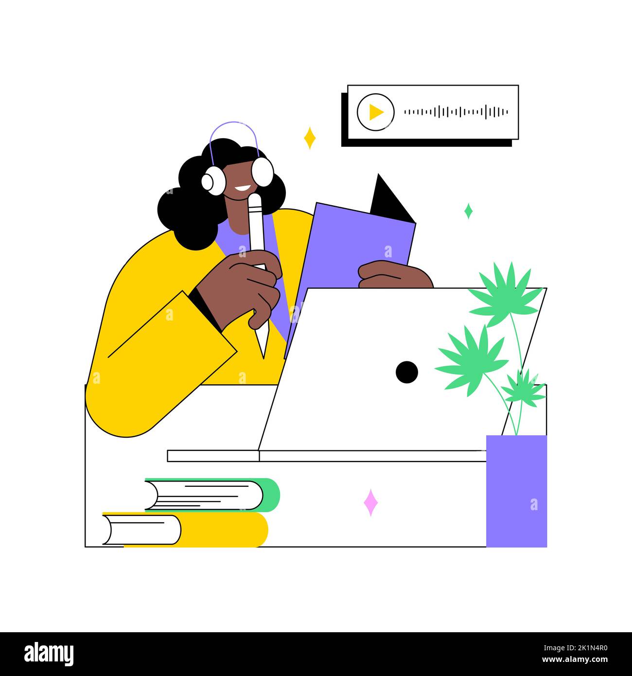 Video lecture isolated cartoon vector illustrations. Smiling young girl