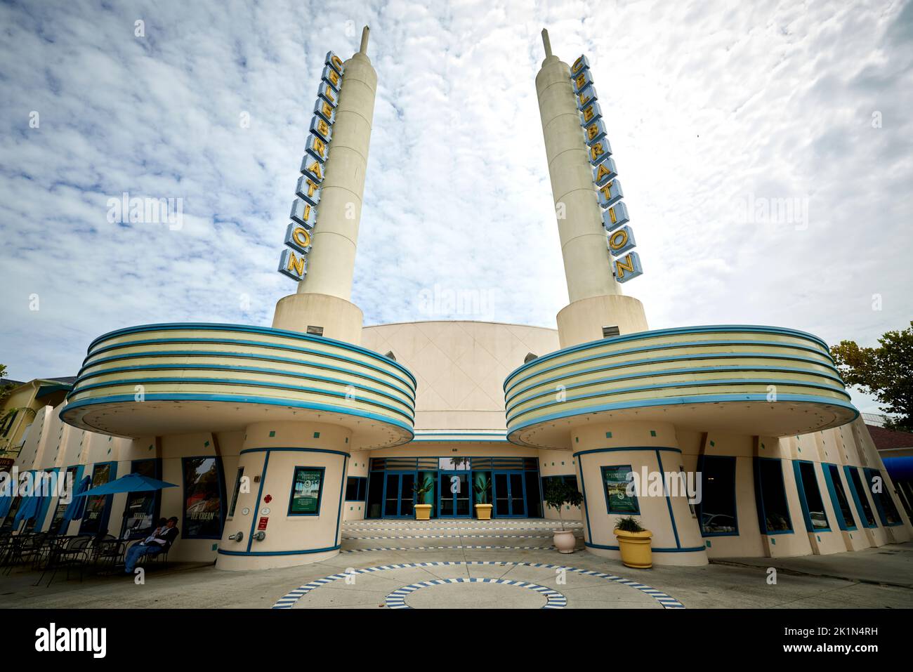 Florida suburb of Orlando Celebration art deco style cinema Stock Photo