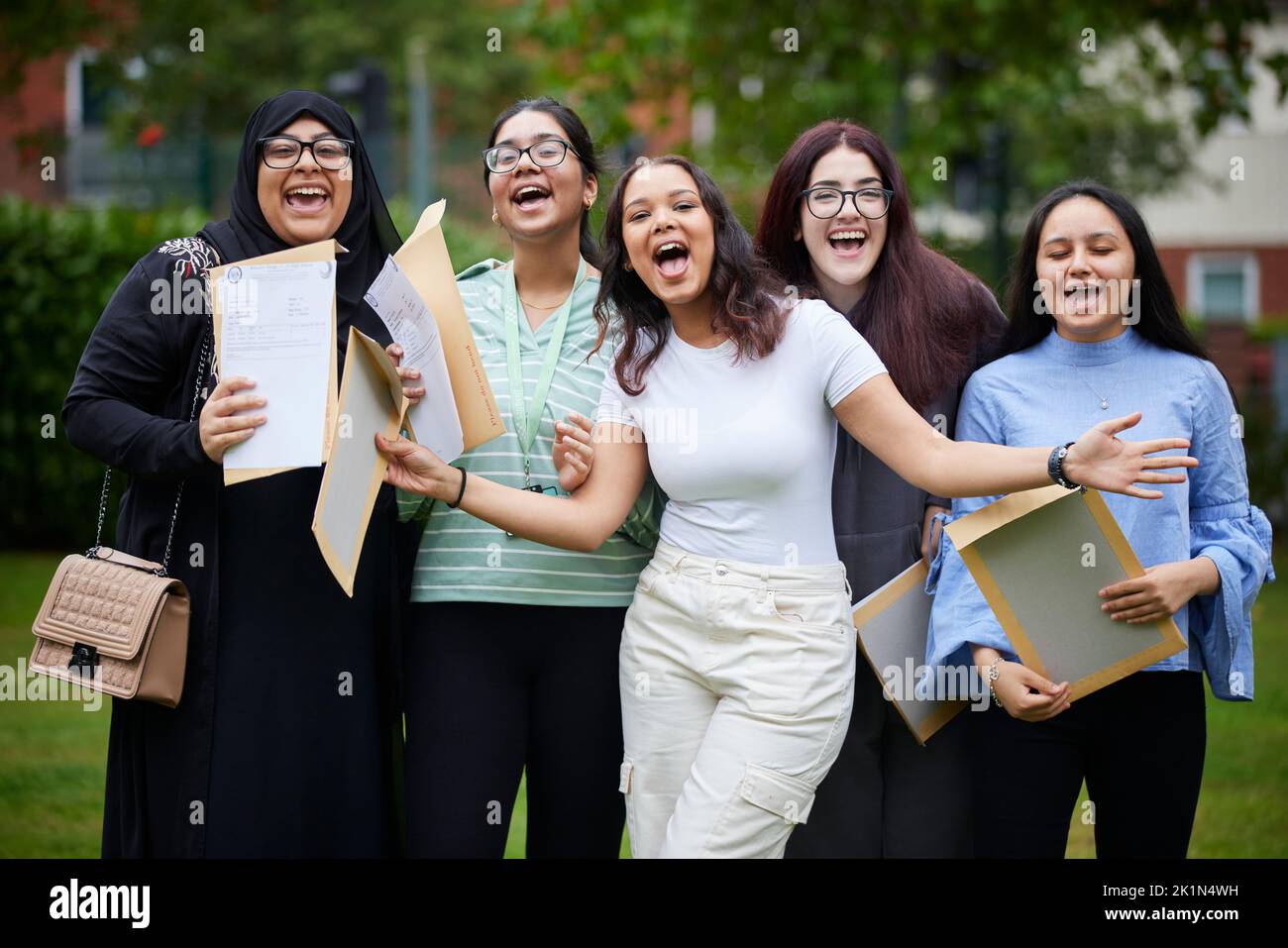 2022 A Level results day at in South Manchester. Celebrating their