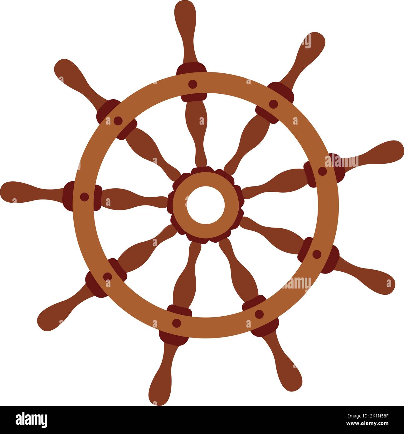 Isolated colored wooden ship wheel icon Flat design Vector Stock Vector ...