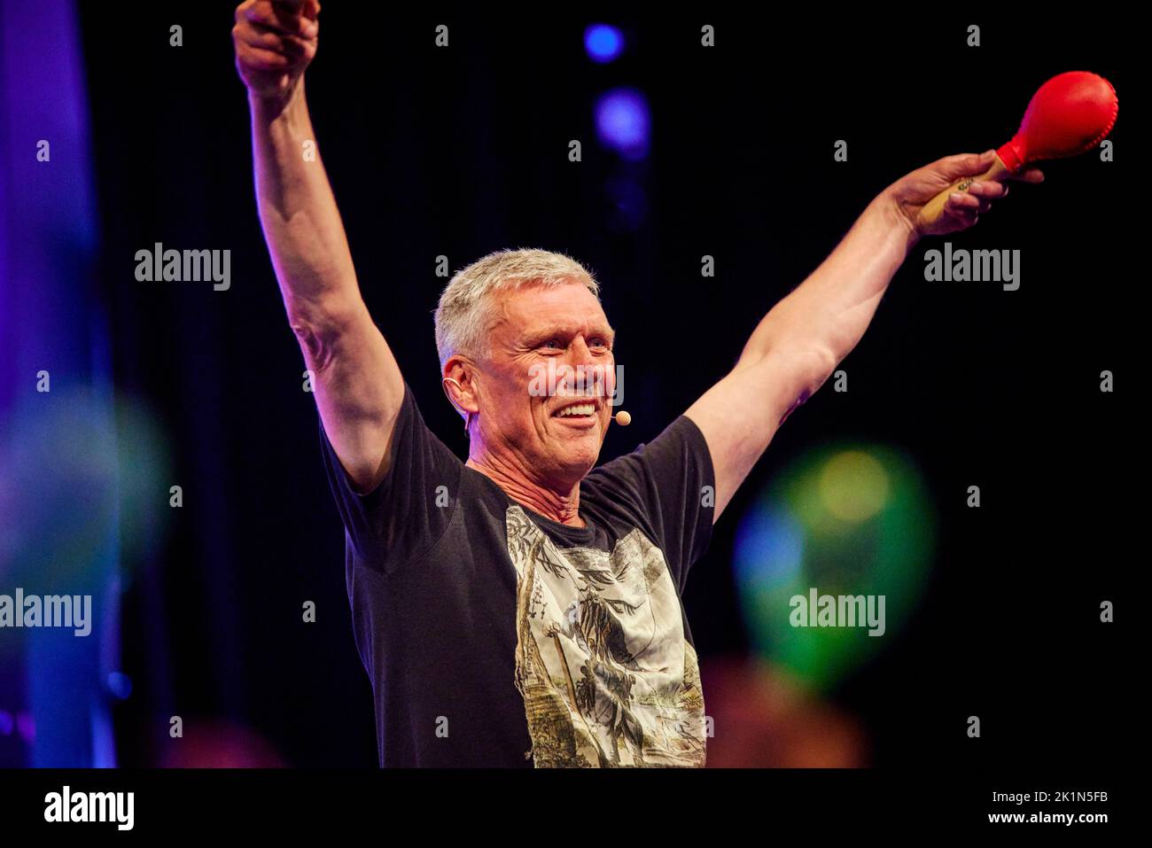 Mark Berry, Bez,  English percussionist, dancer, DJ and media personality. Best known as a member of Happy Mondays and Black Grape Stock Photo