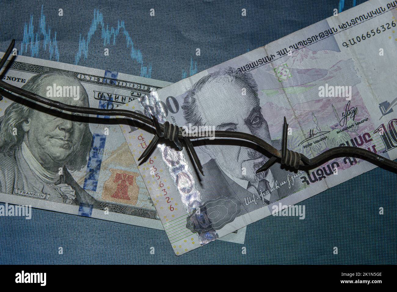 Dram Dollar Conflicts, banknote Dollar and banknote Dram, Dram vs