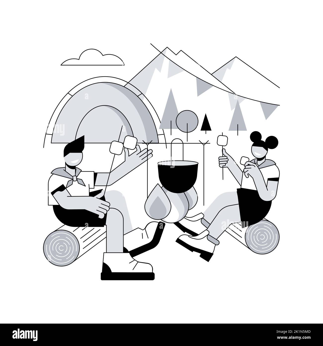 Summer Camping Abstract Concept Vector Illustration Caravan Camping