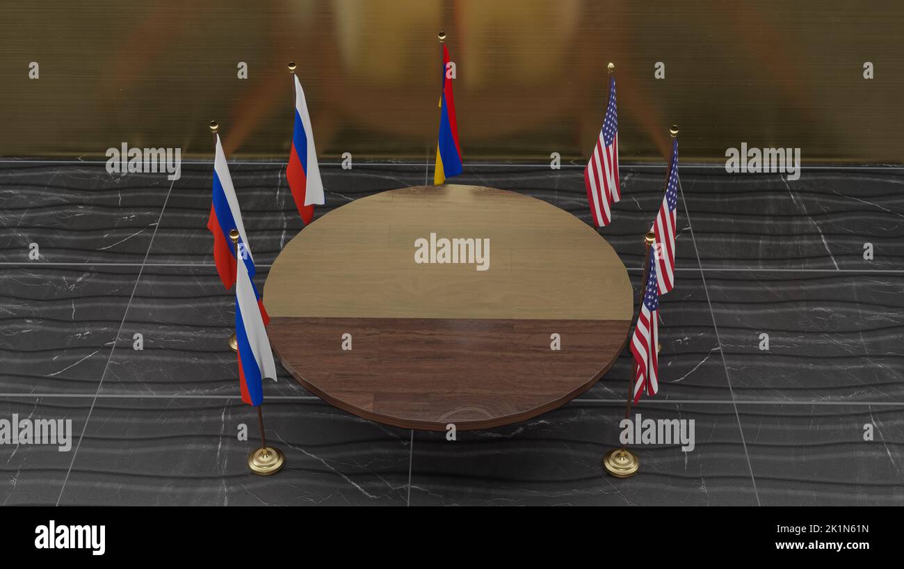 Armenia and Russia and USA on Round table negotiations, Flag Armenia ...