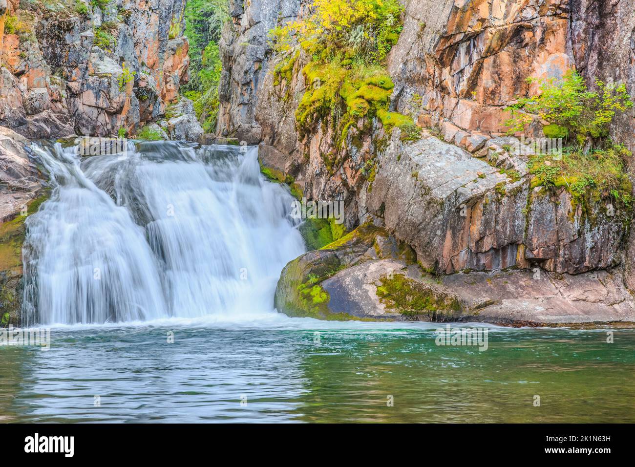 waterfall along tenderfoot creek in the little belt mountains near white sulphur springs