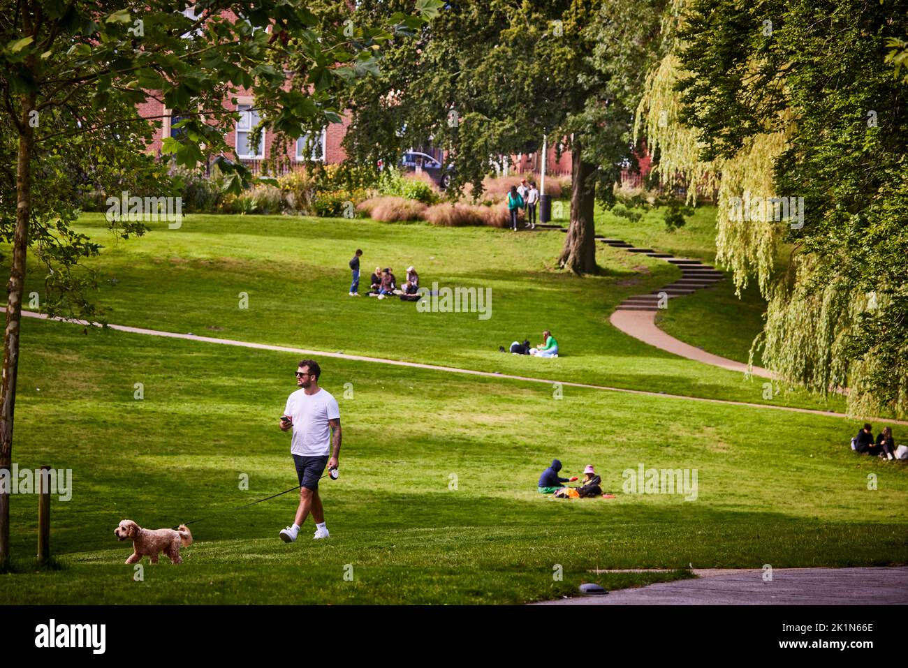Preston town centre Winckley Square park Stock Photo - Alamy