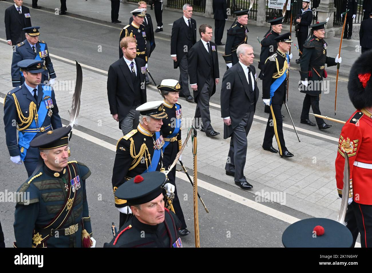 London, UK 19th September 2022 King Charles III, Princess Anne, Prince Andrew, Prince Edward
