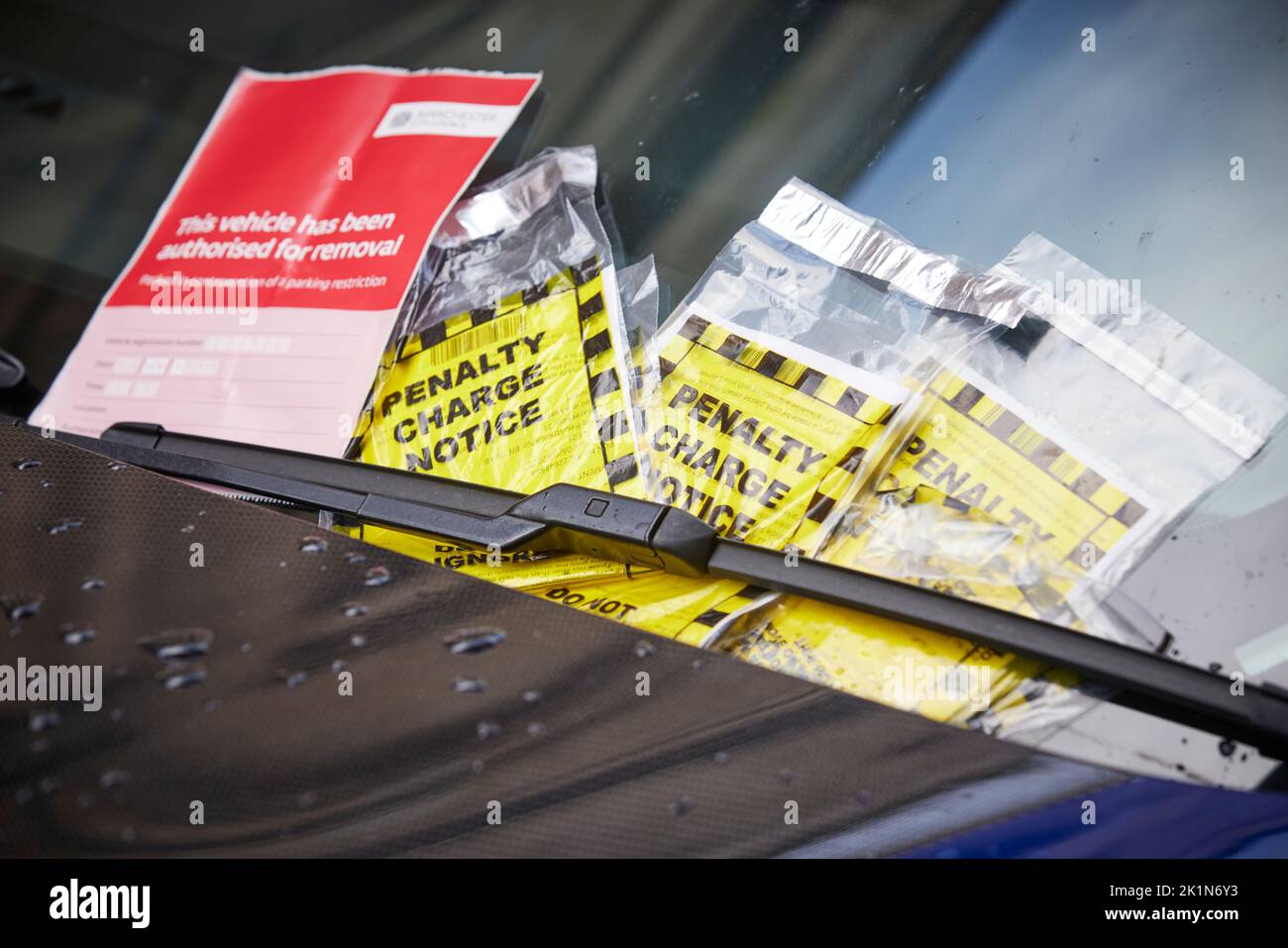 Manchester council parking tickets and removal notice Stock Photo