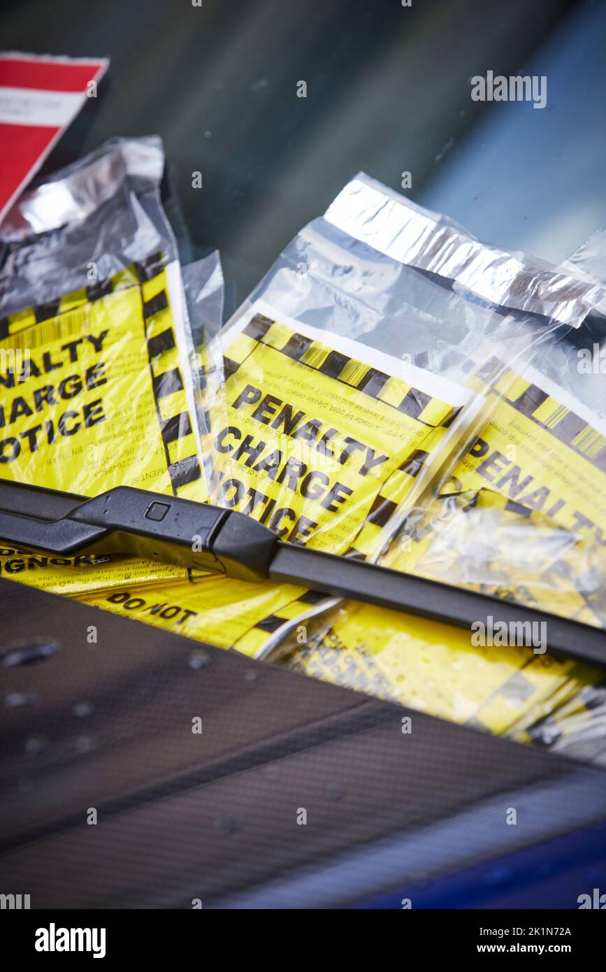 Manchester council parking tickets and removal notice Stock Photo