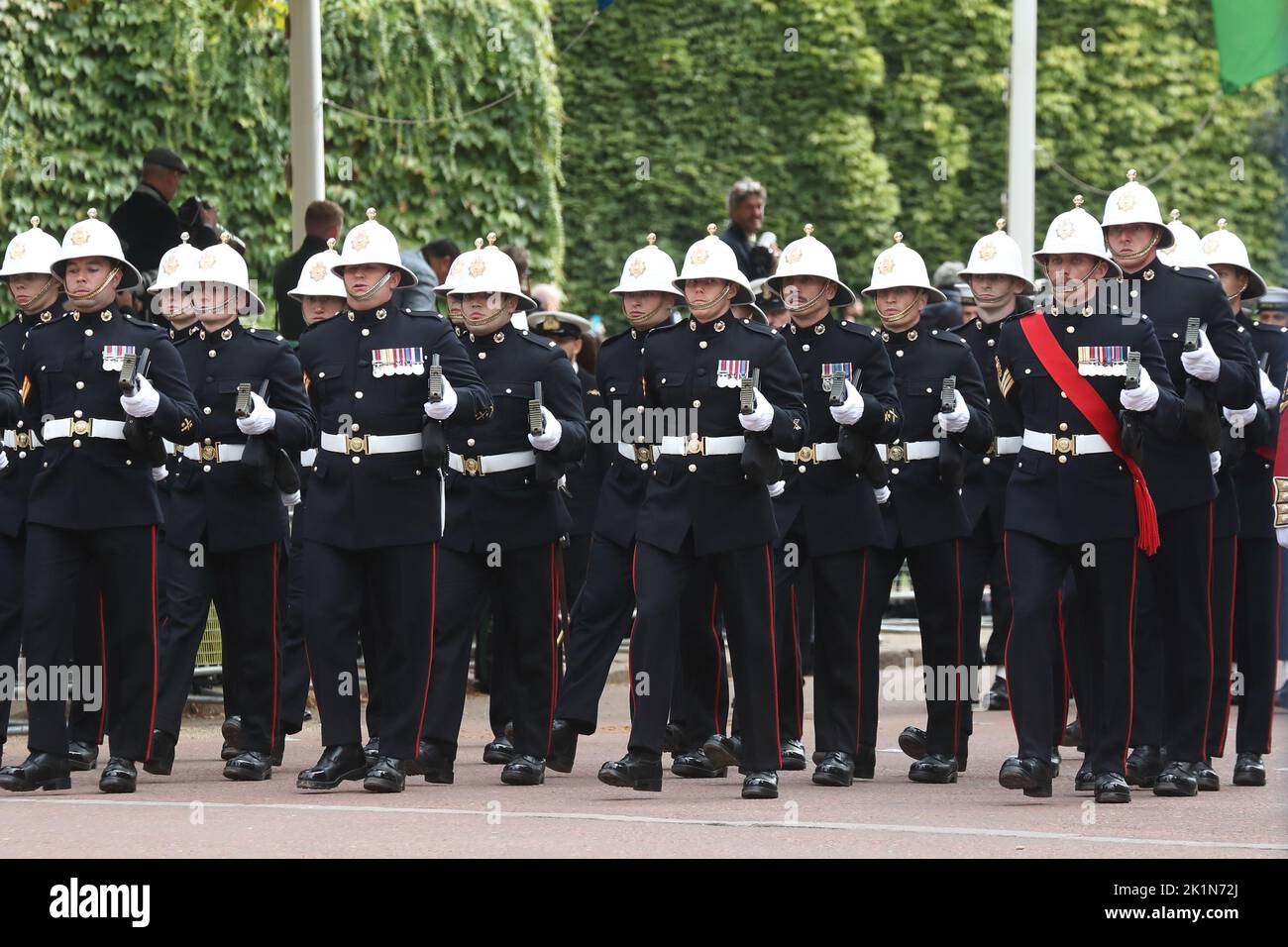 London, UK. 19th Sep, 2022. British and Commonwealth military representations followed the courtege of Queen Elizabeth II. Credit: Uwe Deffner/Alamy Live News Stock Photo