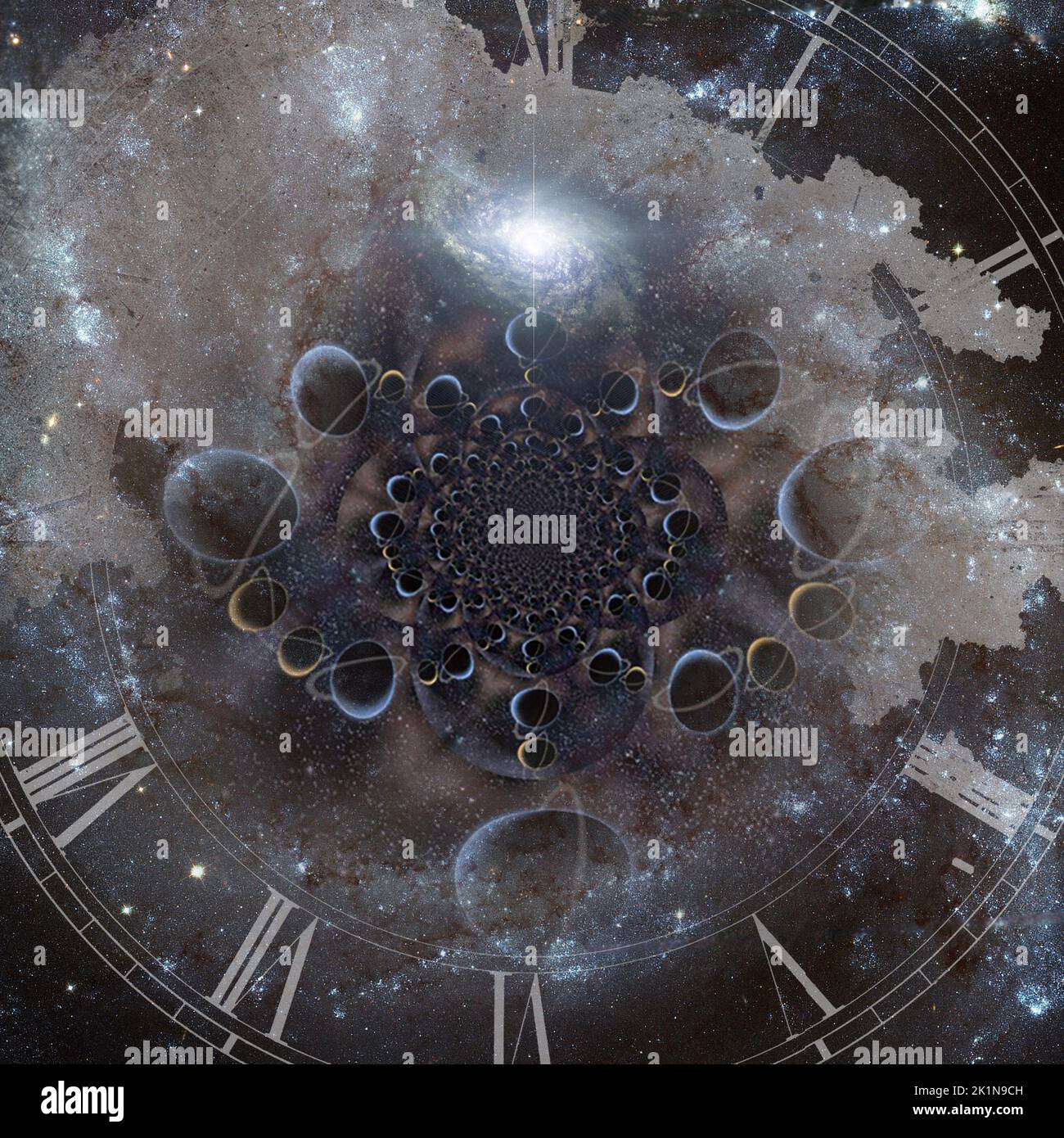 Clock in space. 3D rendering Stock Photo Alamy