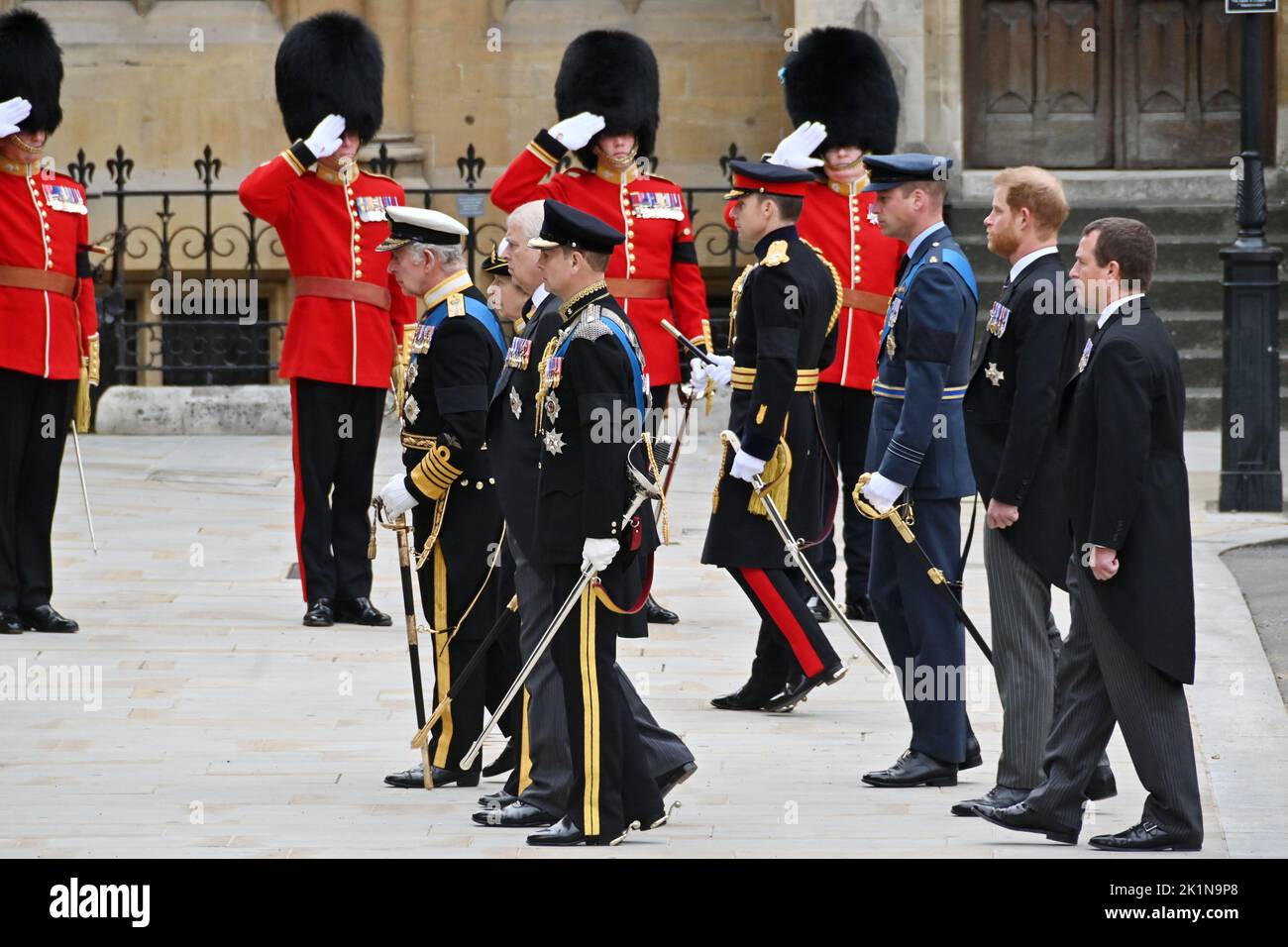 London, UK 19th September 2022 King Charles III, Princess Anne, Prince Andrew, Prince Edward