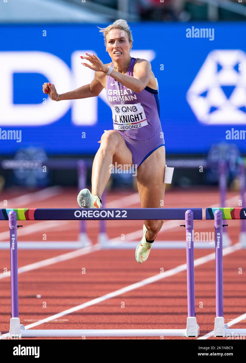 Jessie Knight of GB&NI competing in the women’s 400m hurdles at the