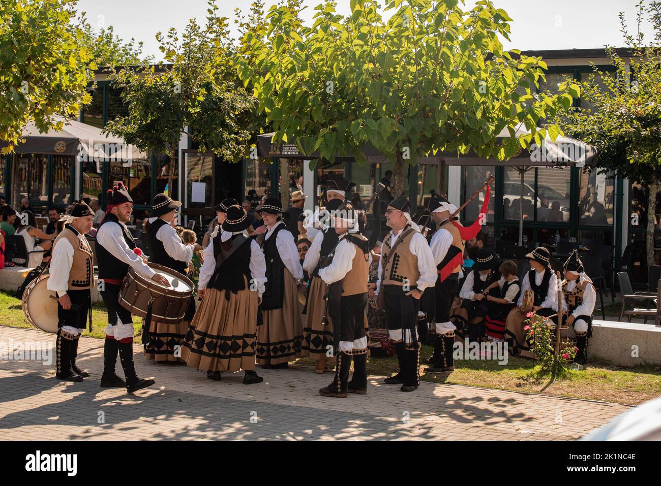 Galician traditional dance at cultural meeting between Ukraine and Galicia. Stock Photo