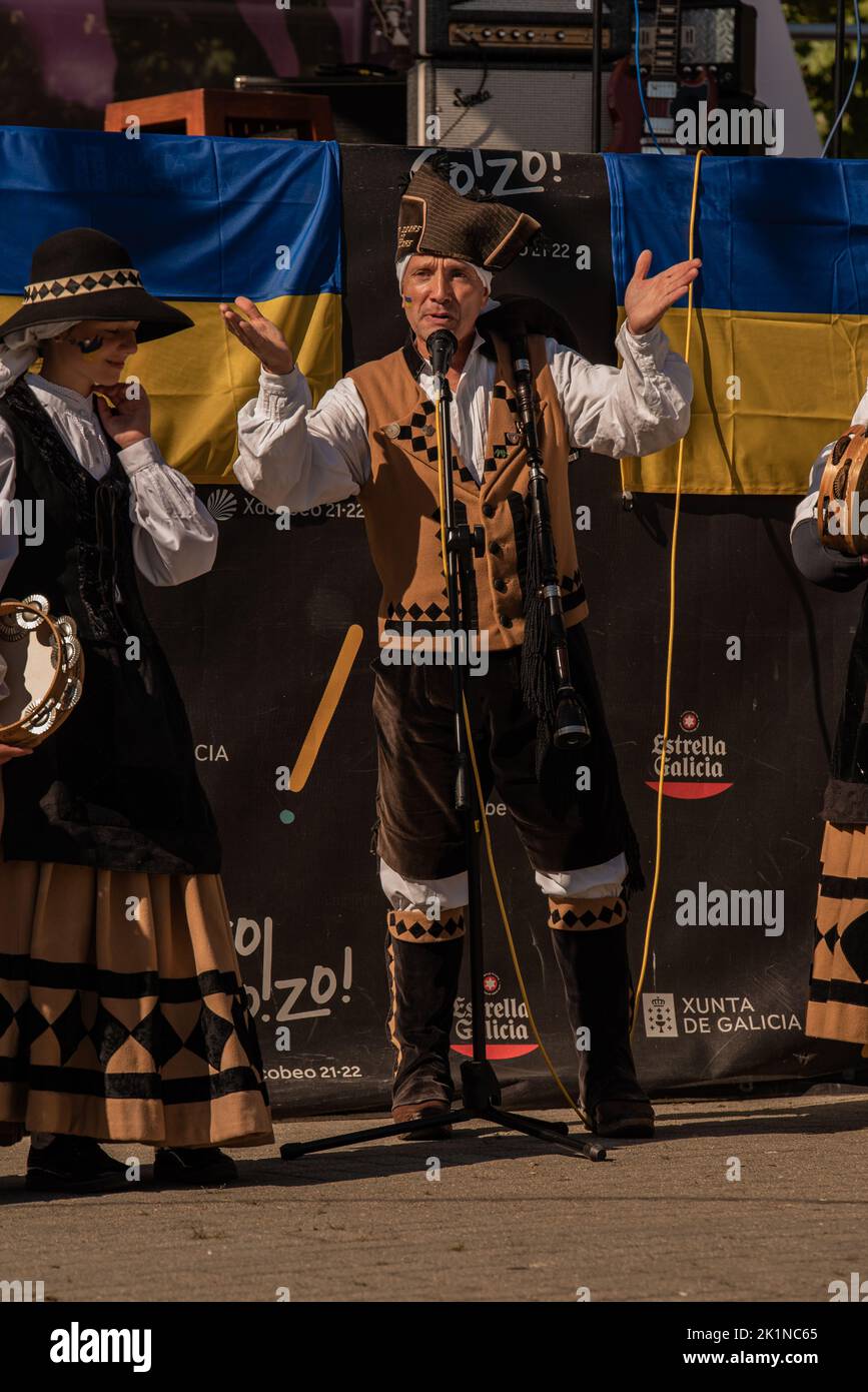 Galician traditional dance at cultural meeting between Ukraine and Galicia. Stock Photo