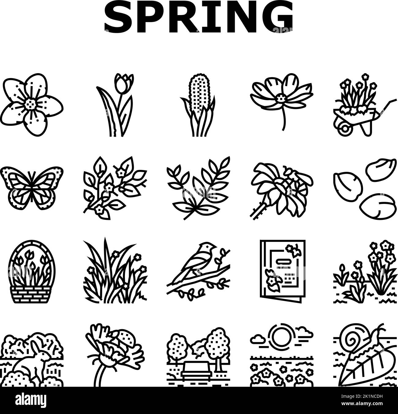 spring season flower nature icons set vector Stock Vector Image & Art ...