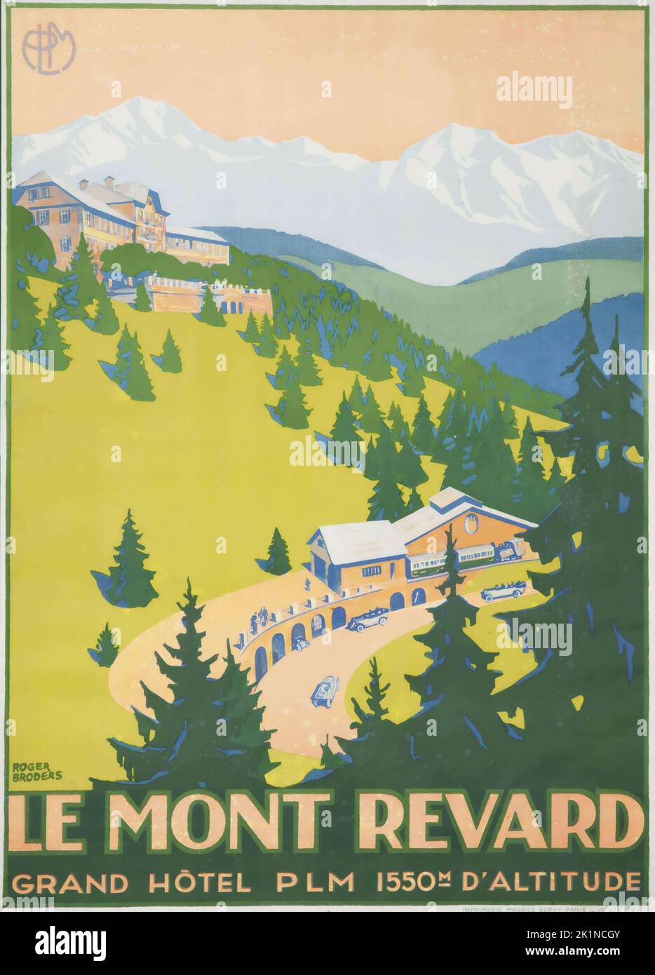 Vintage Travel Poster - Roger Broders Le Mont Revard 1927 - Grand Hotel PLM Stock Photo