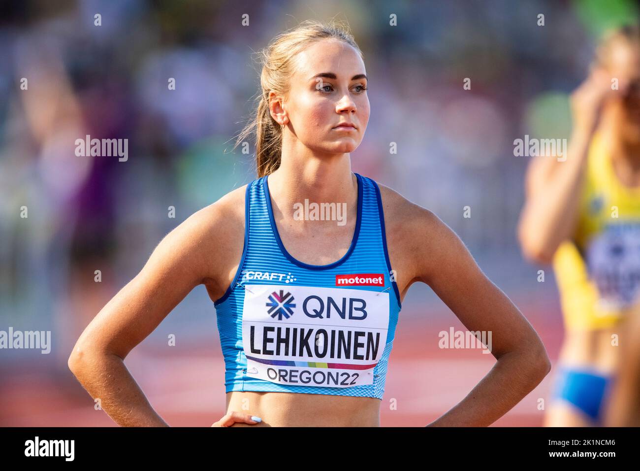 Viivi Lehikoinen of Finland competing in the women’s 400m hurdles at ...