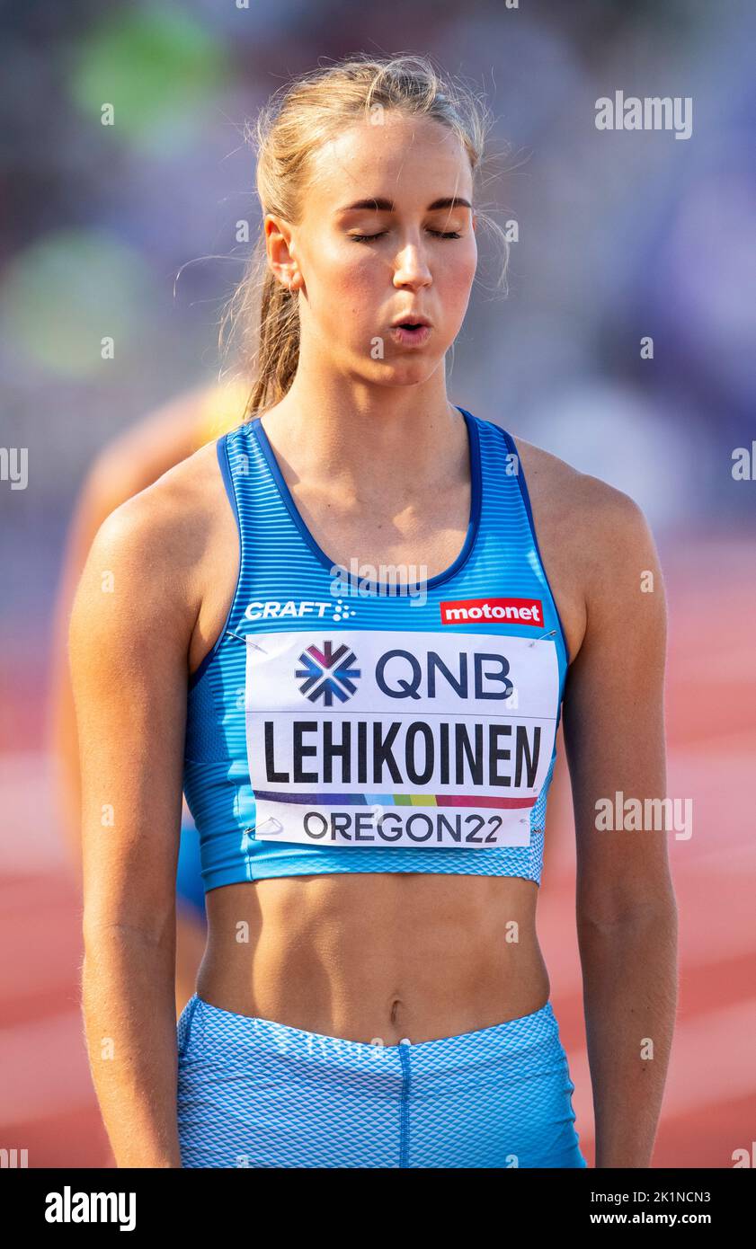 Viivi Lehikoinen of Finland competing in the women’s 400m hurdles at