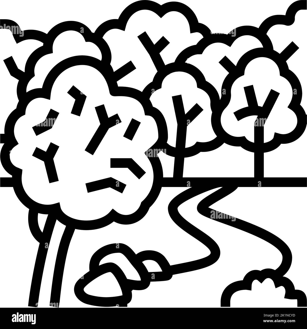 forest yellow autumn line icon vector illustration Stock Vector Image ...