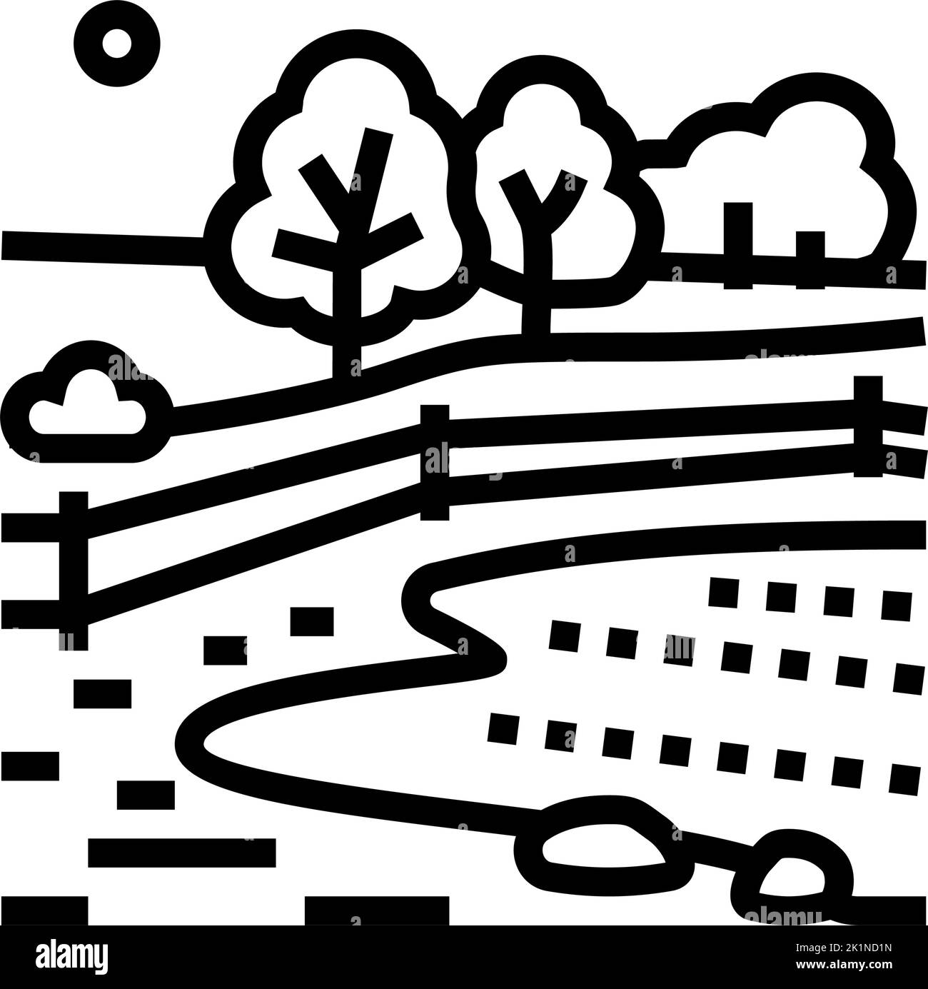 landskape red orange autumn line icon vector illustration Stock Vector