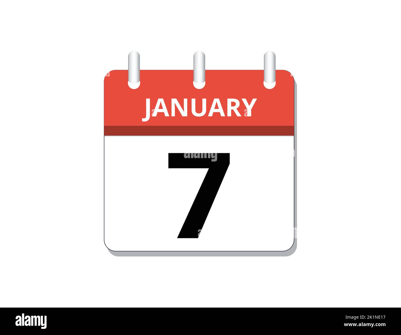 January, 7th calendar icon vector, concept of schedule, business and tasks Stock Vector