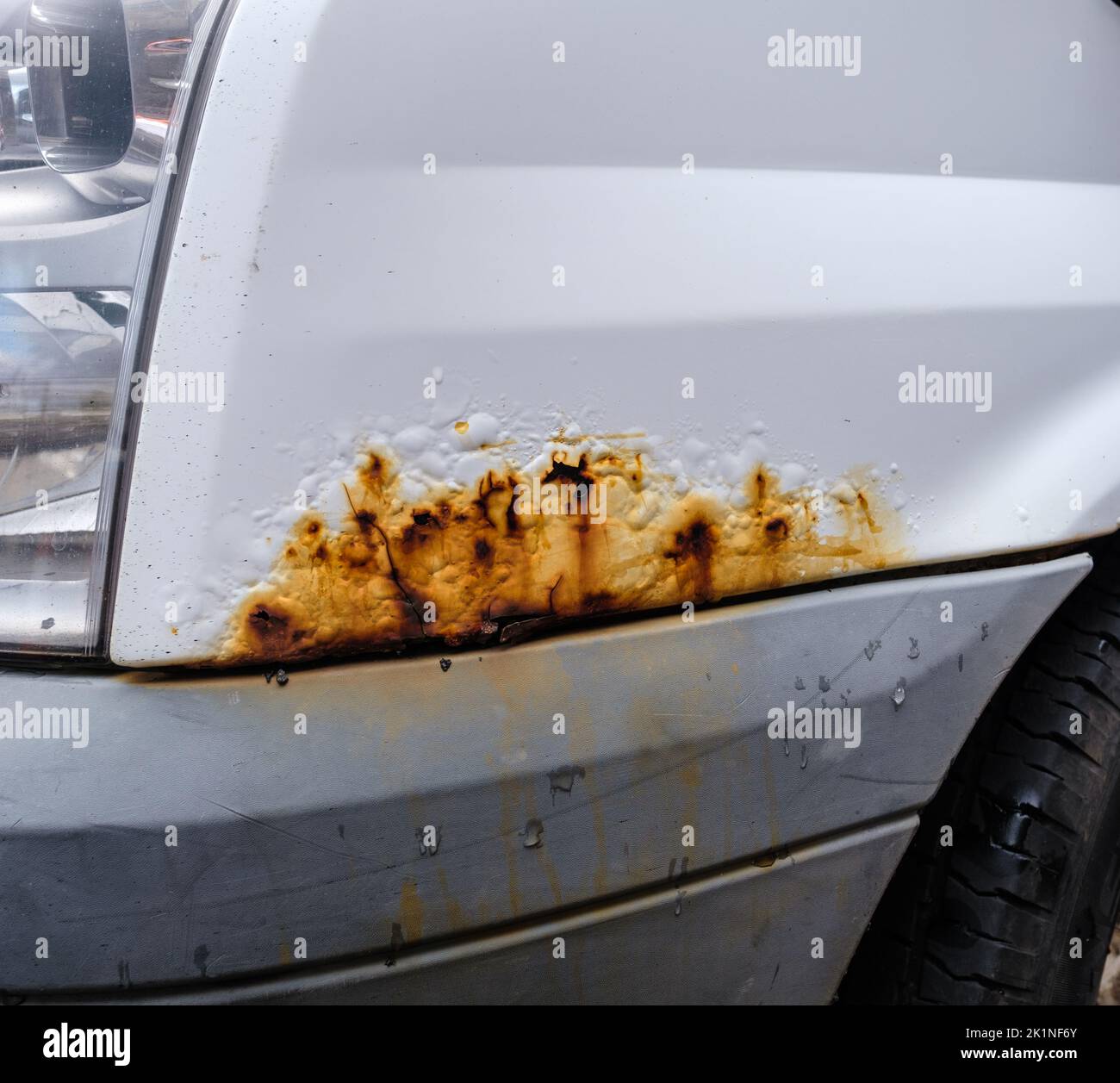 Surface Rust On The Bodywork Of A White Van Or Truck Stock Photo Alamy