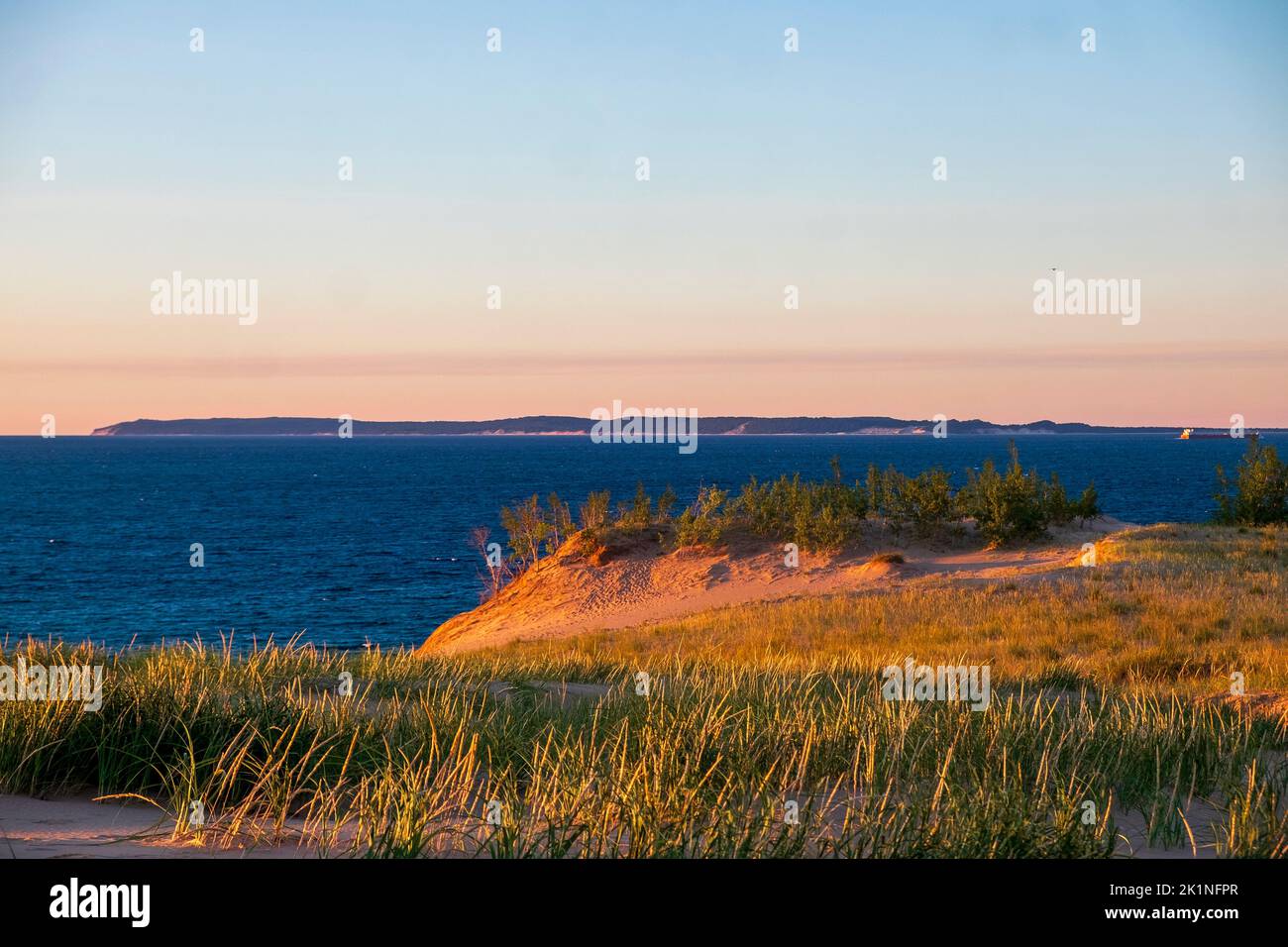 South Manitou Island seen from Sleeping Bear Dunes National Lakeshore, Michigan, USA Stock Photo