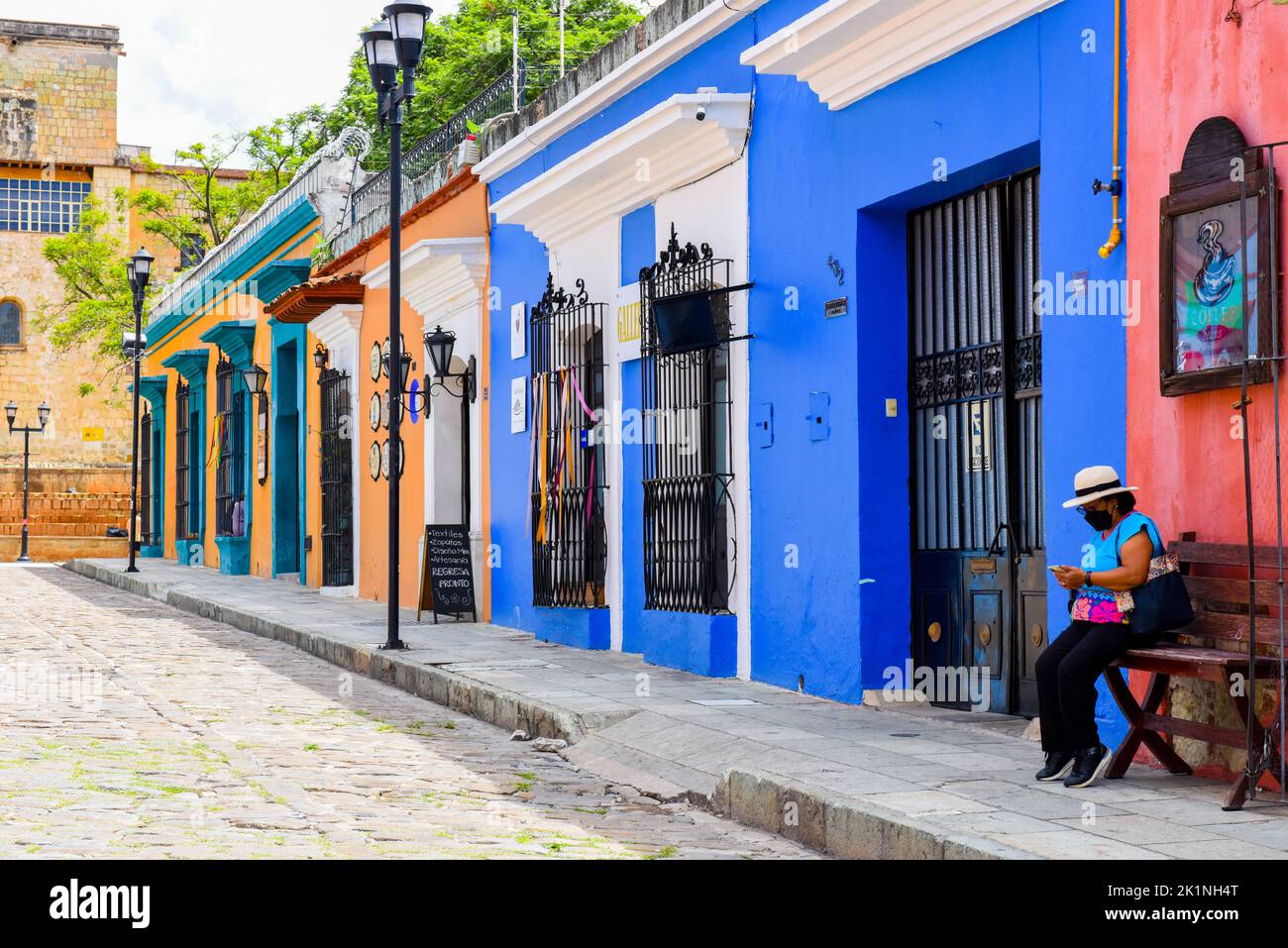 The pedestrian section of calle 5 de Mayo in the historical center of Oaxaca city, Mexico Stock Photo