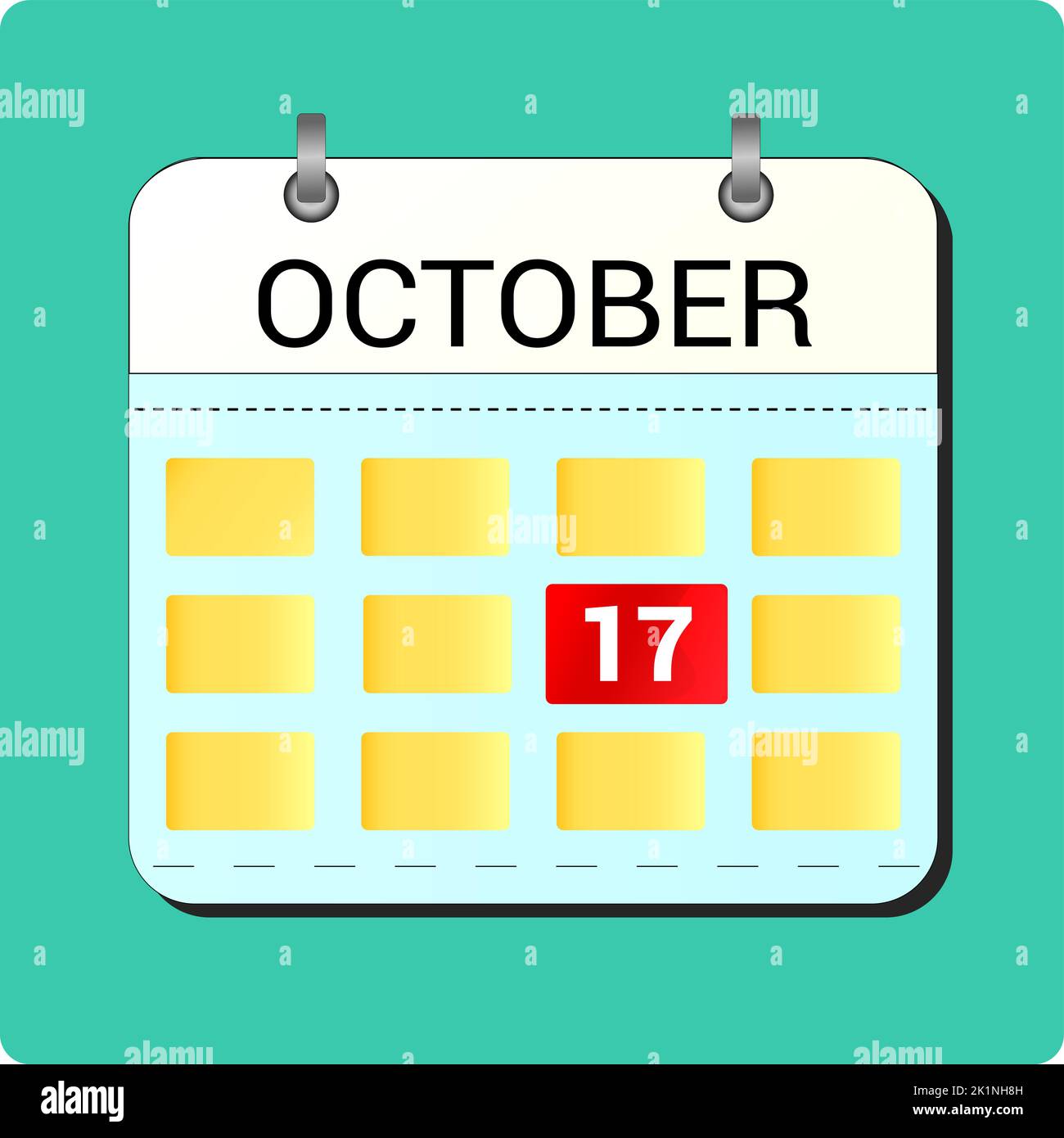 Calendar day -17 october vector illustration flat style Stock Vector