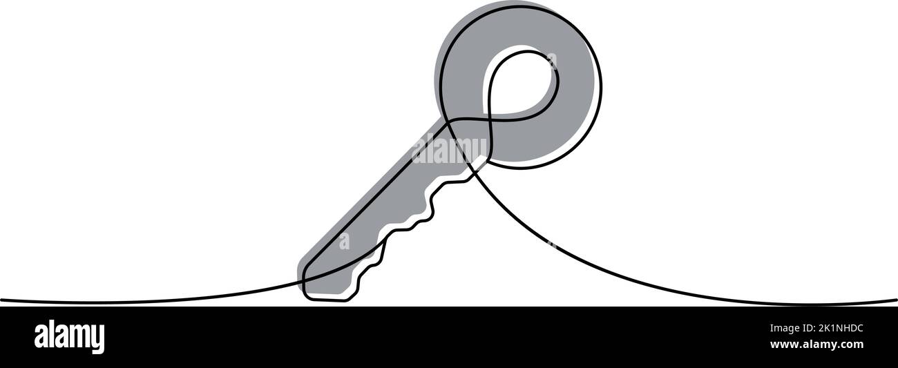 Key one line colored continuous drawing. Home key continuous one line ...