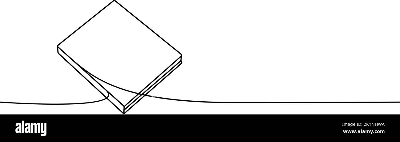 Book one line continuous drawing. Bookstore, library continuous one ...
