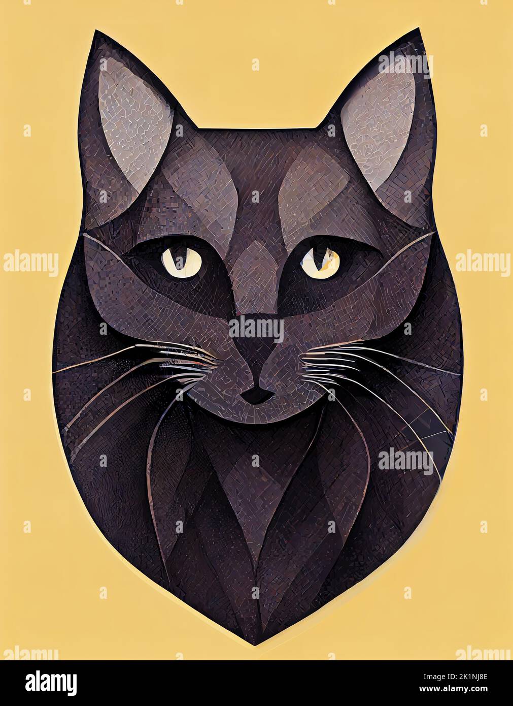 Ornamental portrait of a cat. Digital illustration based on render by ...