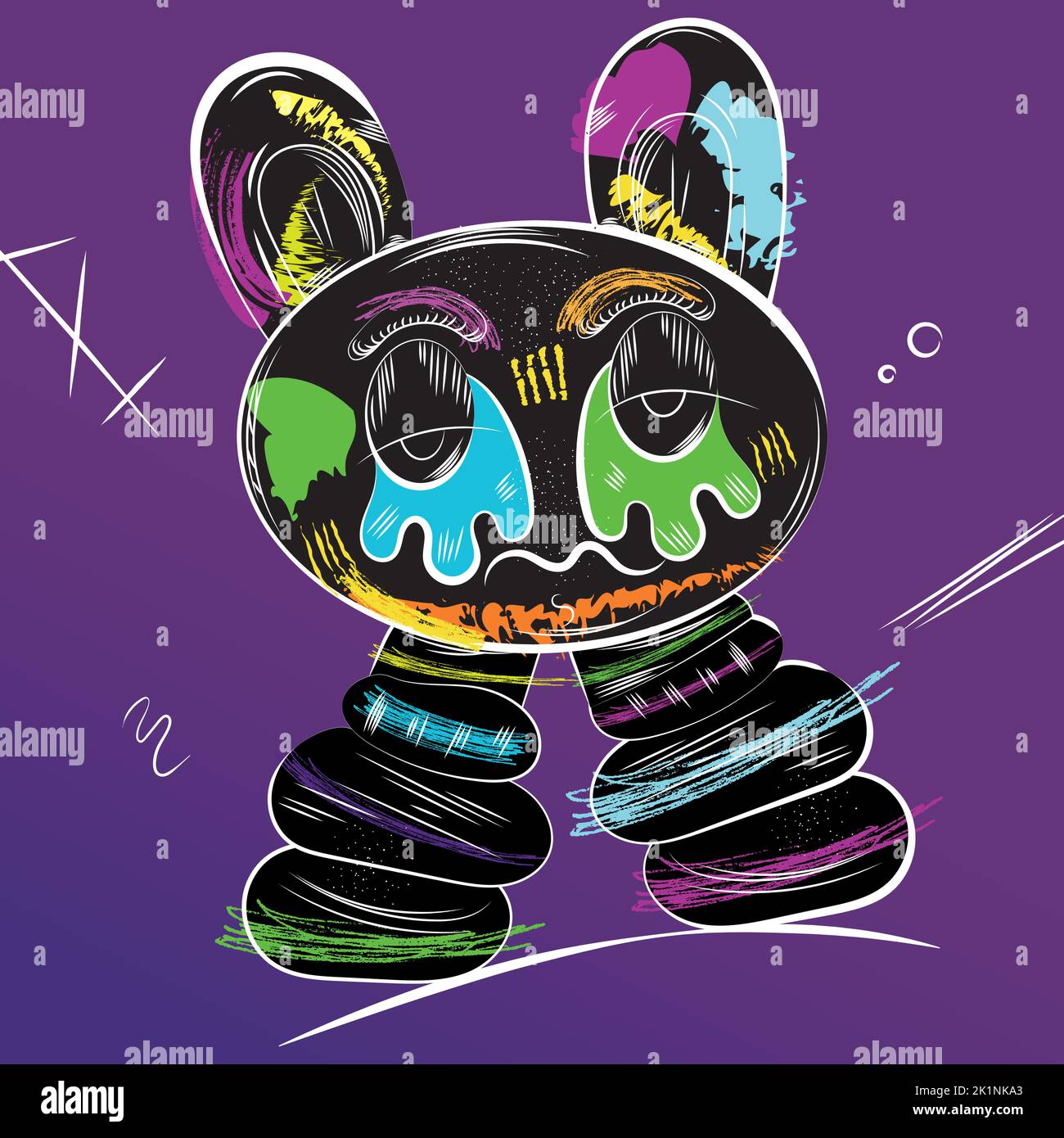 Isolated retro rabbit animal monster grafitty style Vector Stock Vector ...